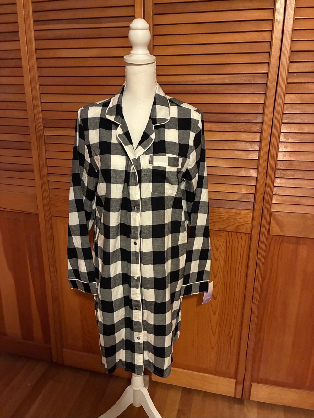stars above Black and White Buffalo Check Long Nightshirt